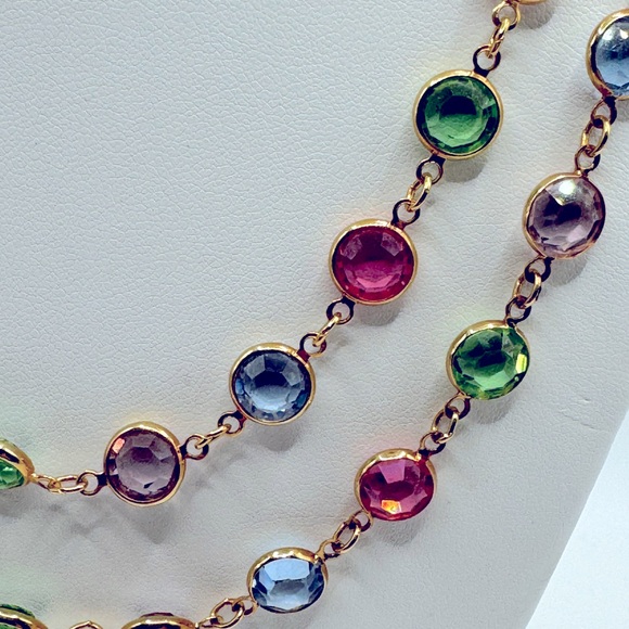 Long Multi Color Crystal Necklace 26 inches - Picture 5 of 5